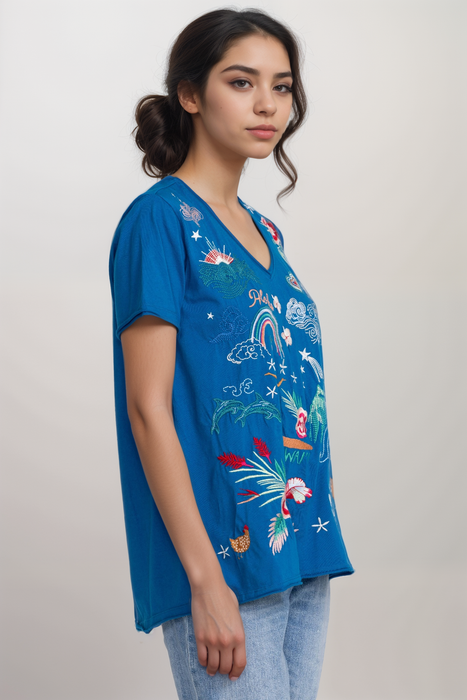 Johnny Was JWLA Hawaii Cotton Everyday Tee R16623 *