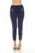 Johnny Was JWLA Style J64122 Navy Josephine Embroidered French Terry Jogger Pants Boho Chic