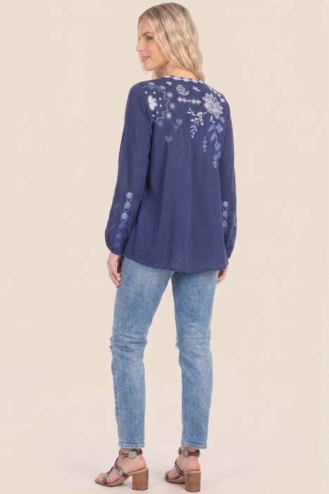 Johnny Was JWLA Laura Bishop Sleeve Henley Tee J19824-E *