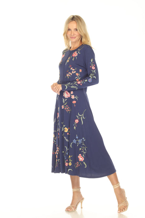 Johnny Was JWLA Sophie Raw Seam Crew Neck Midi Dress J34924-E *