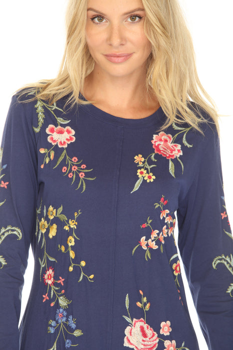 Johnny Was JWLA Sophie Raw Seam Crew Neck Midi Dress J34924-E *