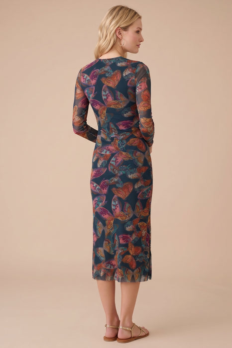 Johnny Was JWLA Ofelia Teal Lolia Mesh Midi Dress R32125-EK