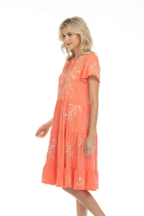 Johnny Was JWLA Fern Embroidered Tiered Knit Dress Boho Chic J35122 NEW