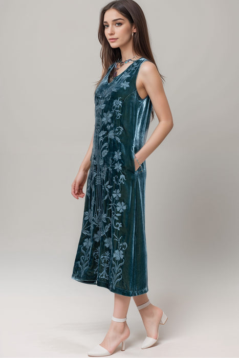 Johnny Was JWLA Talithia Velvet V-Neck Midi Tank Dress J33124 *