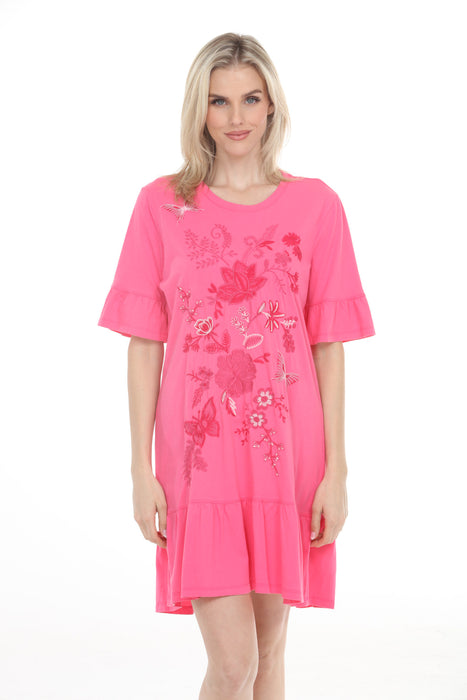 Johnny Was JWLA Pink Diina Ruffle Sleeve Knit Dress J37025-4