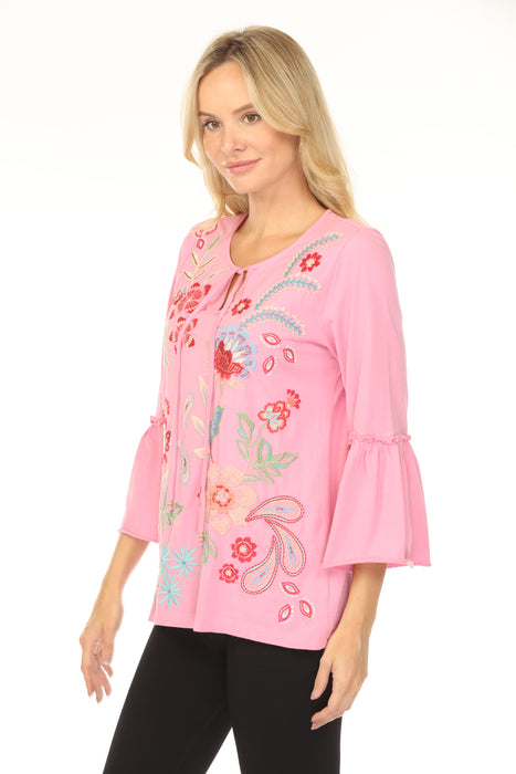 Johnny Was JWLA Freyde Ruffle Sleeve T-Shirt J10525-1 *