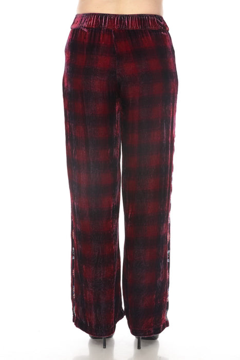 Johnny Was JWLA Plaid Embroidered Velvet Wide Leg Pants Boho Chic J61124