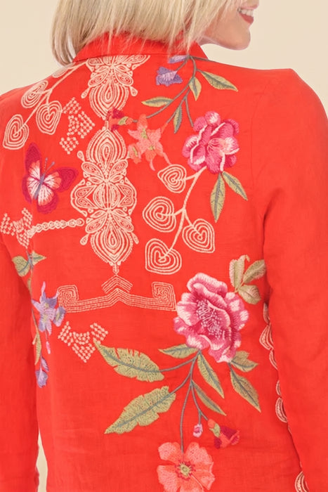 Johnny Was JWLA Dacie Relaxed Linen Shirt J16524 *