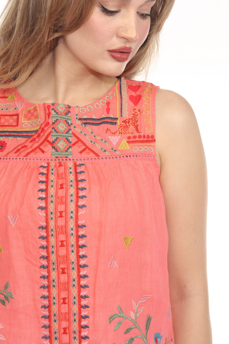 Johnny Was JWLA Relaxed Yoke Linen Tank Top J12725-3