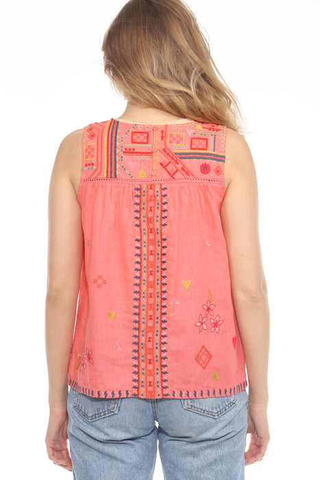 Johnny Was JWLA Relaxed Yoke Linen Tank Top J12725-3