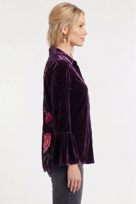 Johnny Was JWLA Rosalia Flounce Sleeve Velvet Shirt J16425-9