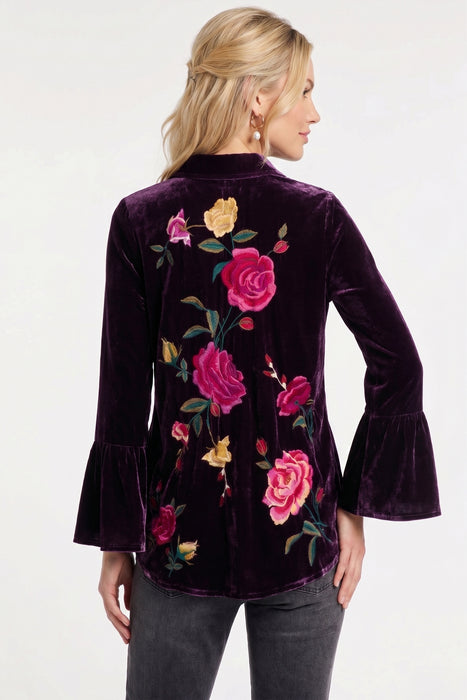 Johnny Was JWLA Rosalia Flounce Sleeve Velvet Shirt J16425-9