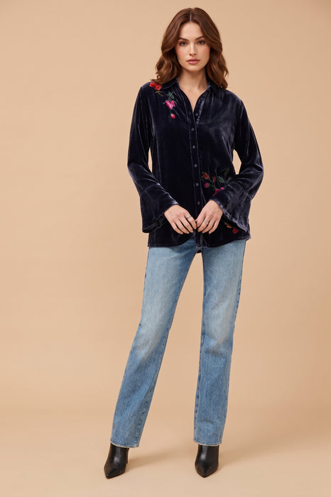 Johnny Was JWLA Rosalia Flounce Sleeve Velvet Shirt J16425-9