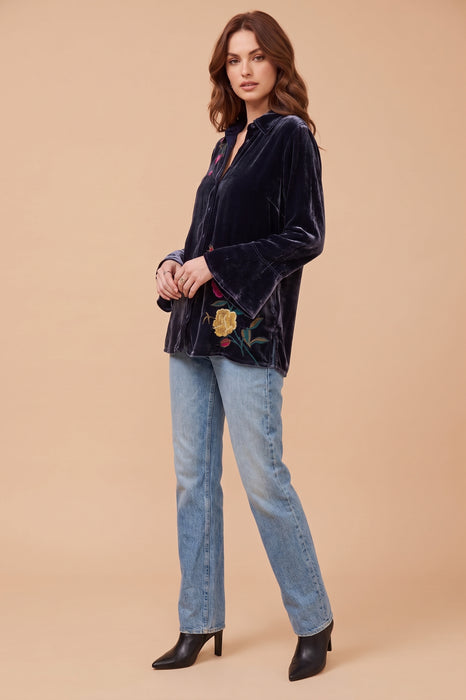 Johnny Was JWLA Rosalia Flounce Sleeve Velvet Shirt J16425-9