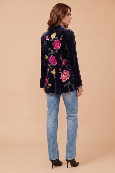 Johnny Was JWLA Rosalia Flounce Sleeve Velvet Shirt J16425-9