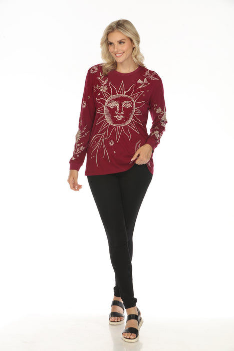 Johnny Was JWLA Embroidered Long Sleeve Crew Neck Tee J17424