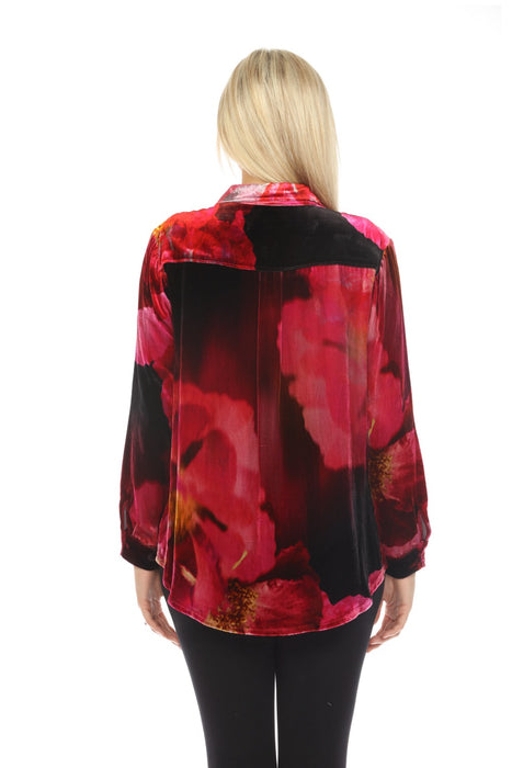Johnny Was JWLA Ruby Bloom Velvet Oversized Shirt Boho Chic J18524