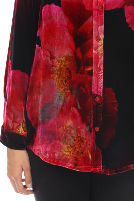 Johnny Was JWLA Ruby Bloom Velvet Oversized Shirt Boho Chic J18524