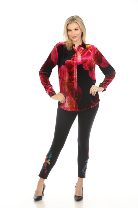 Johnny Was JWLA Ruby Bloom Velvet Oversized Shirt Boho Chic J18524