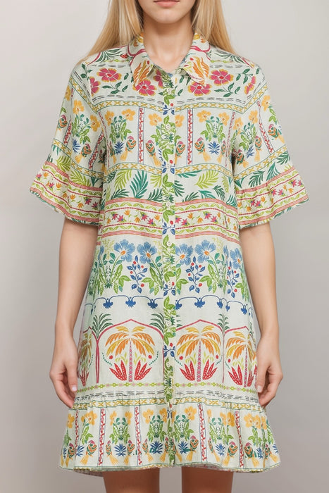 Johnny Was JWLA Ruffle Flounce Shirt Dress J36725-3