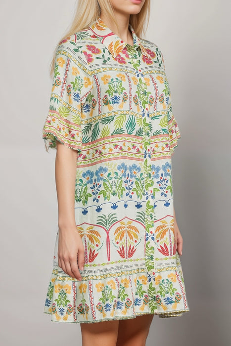 Johnny Was JWLA Ruffle Flounce Shirt Dress J36725-3