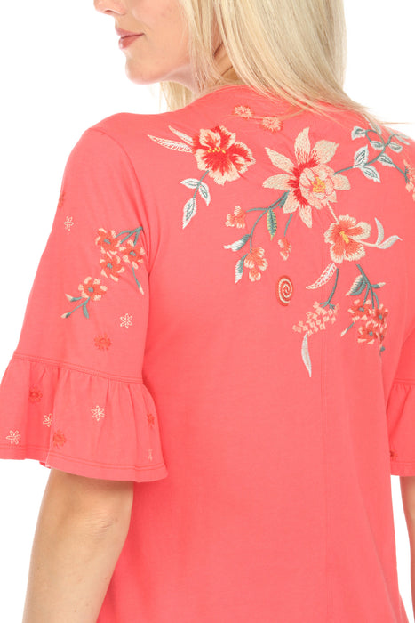 Ruffle Sleeve Knit Dress with Floral Embroidery | Johnny Was AfterRetail Ruffle Sleeve Knit Dress with Floral Embroidery | Johnny Was AfterRetail