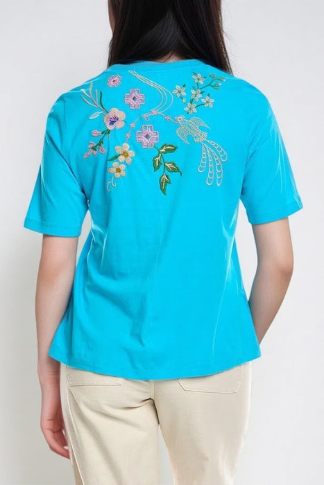 Johnny Was JWLA 3/4 Sleeve Trapunto V-Neck Tee J11425-2 *