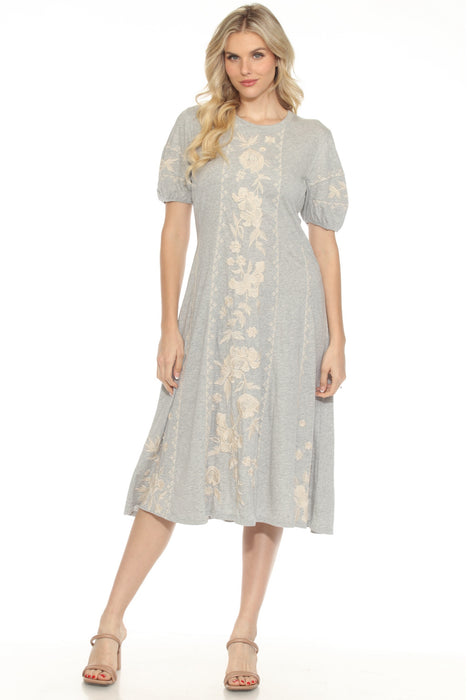 Johnny Was JWLA Style J36825-1 Grey Seamed Knit Midi Dress