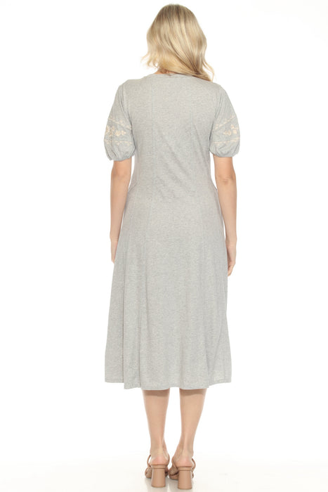 Johnny Was JWLA Grey Seamed Knit Midi Dress J36825-1