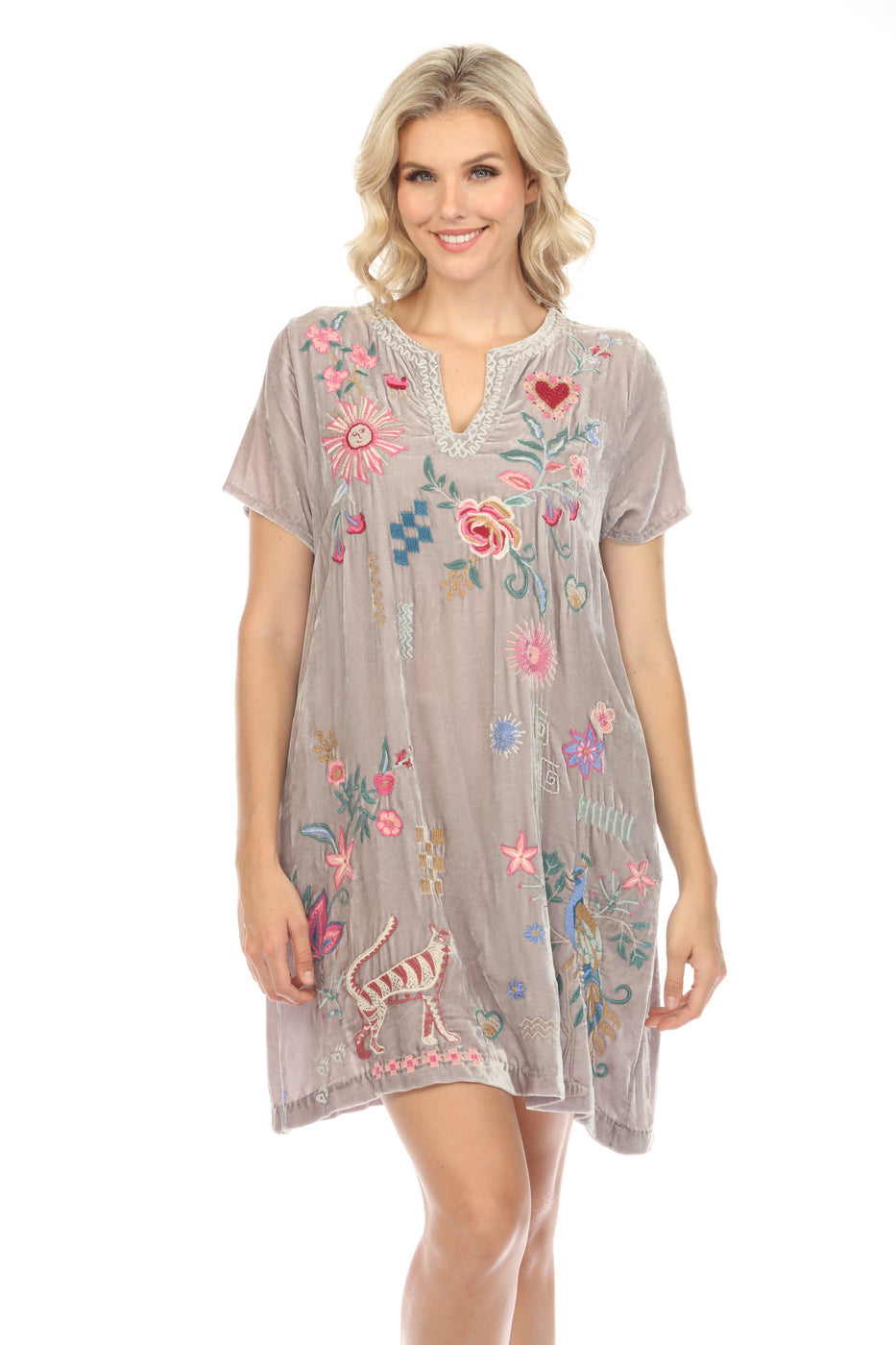 JWLA Carmene Velvet V-Neck Shift Dress J32824-6 | Johnny Was — AfterRetail