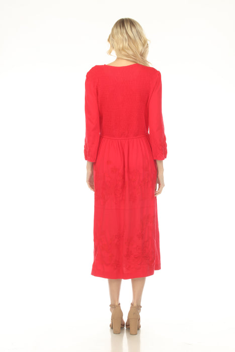 Johnny Was JWLA Smocked V-Neck Knit Dress J35425-1 *