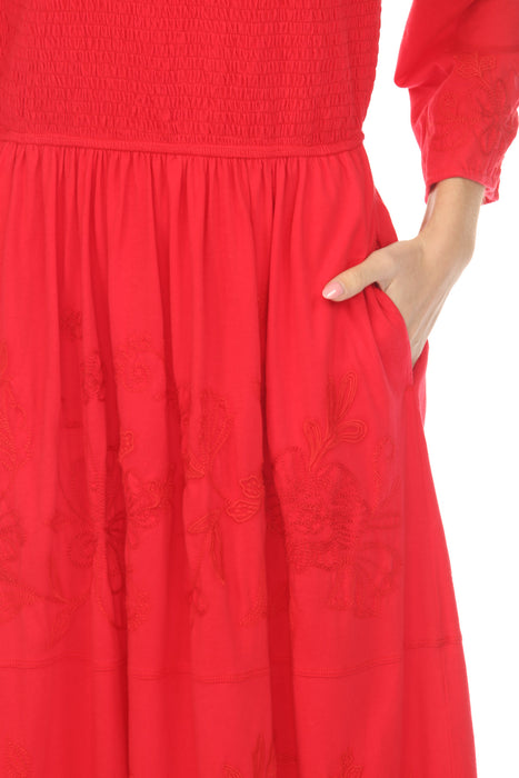 Johnny Was JWLA Smocked V-Neck Knit Dress J35425-1 *