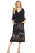 Johnny Was JWLA Style J35425-1 Black Smocked V-Neck Knit Midi Dress