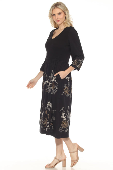 Johnny Was JWLA Smocked V-Neck Knit Dress J35425-1 *