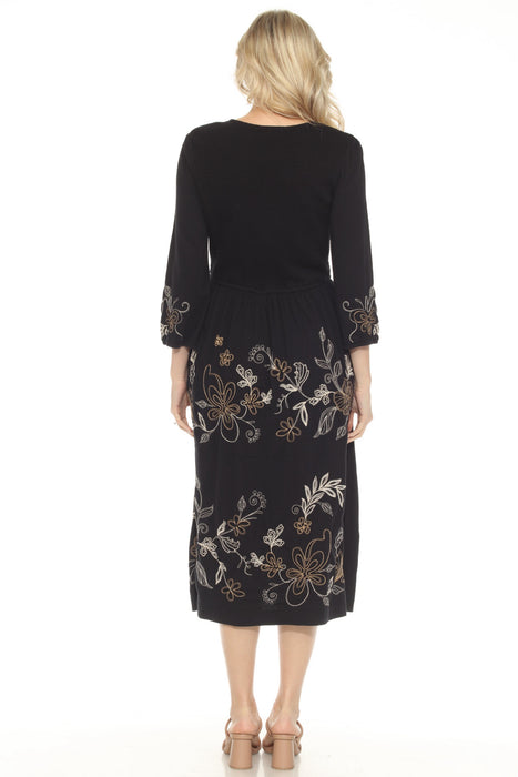 Johnny Was JWLA Smocked V-Neck Knit Dress J35425-1 *