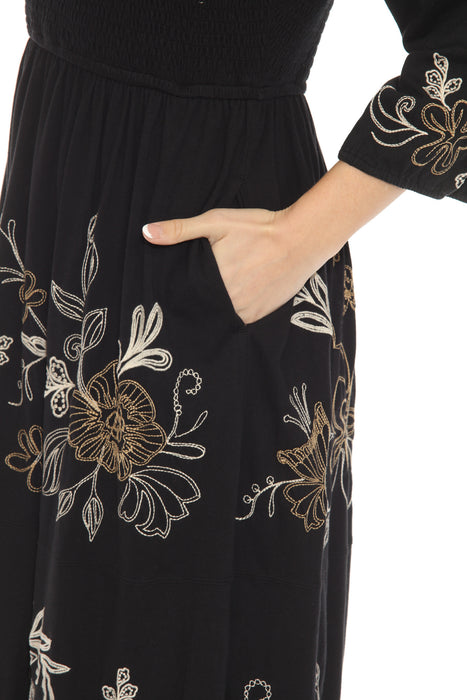 Johnny Was JWLA Smocked V-Neck Knit Dress J35425-1 *