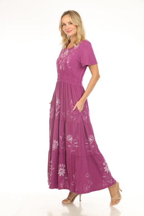 Johnny Was JWLA Violet Danika Smocked Waist Tiered Maxi Dress J36125-3
