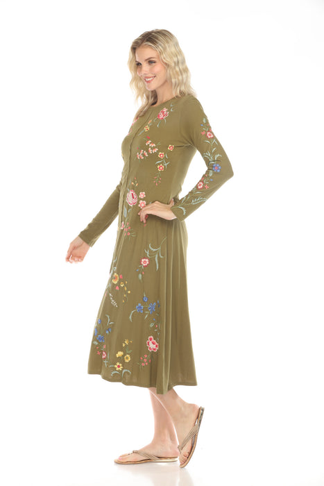 Johnny Was JWLA Sophie Raw Seam Crew Neck Midi Dress J34924-E *