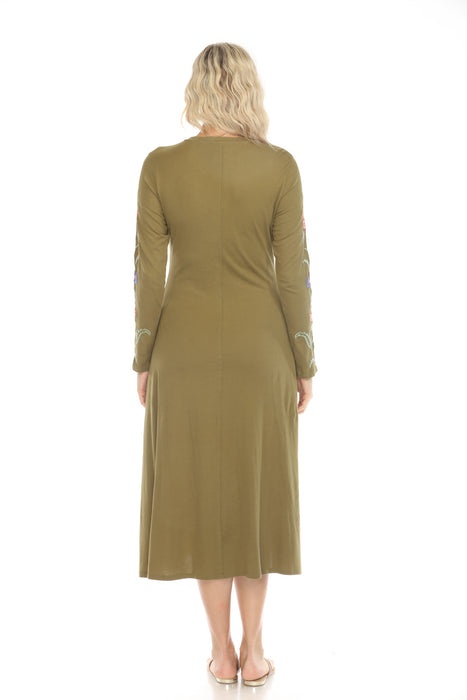Johnny Was JWLA Sophie Raw Seam Crew Neck Midi Dress J34924-E *
