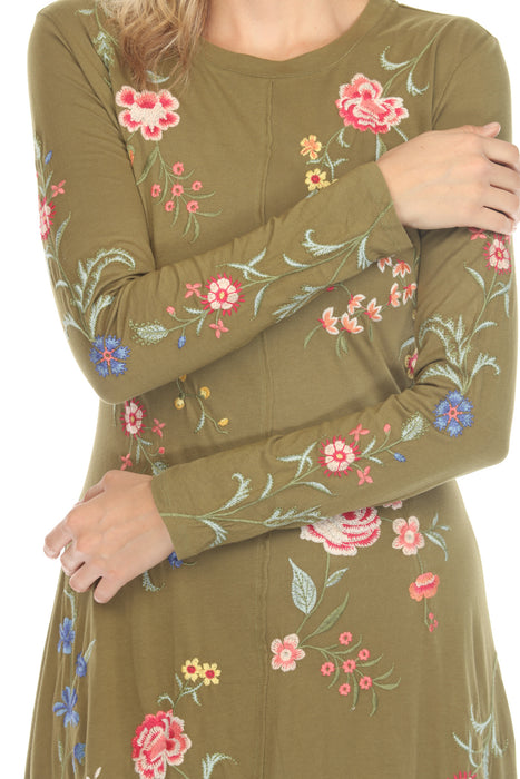 Johnny Was JWLA Sophie Raw Seam Crew Neck Midi Dress J34924-E *