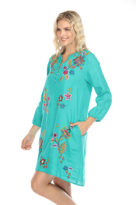 Johnny Was JWLA Shift Field Embroidered Linen Dress J34824-E