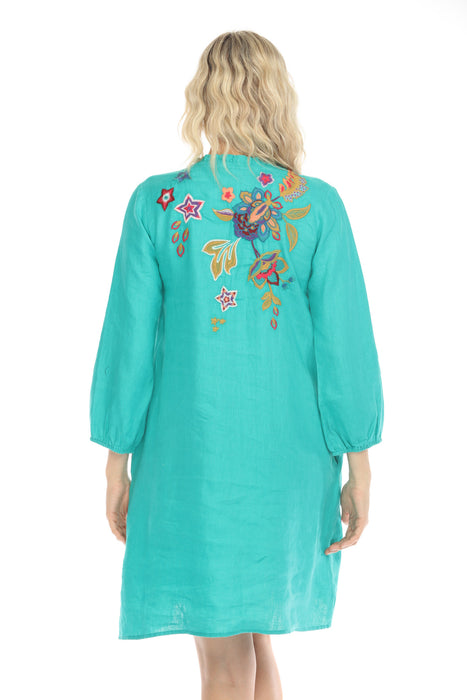 Johnny Was JWLA Shift Field Embroidered Linen Dress J34824-E