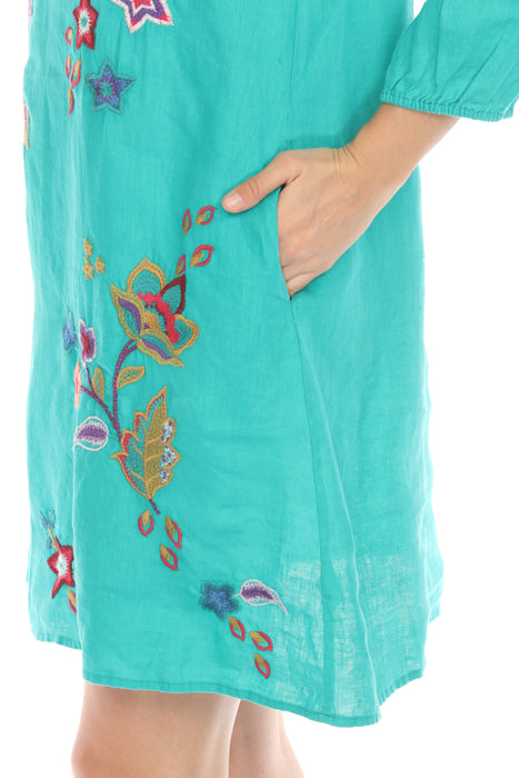 Johnny Was JWLA Shift Field Embroidered Linen Dress J34824-E