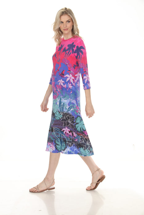 Johnny Was JWLA The Janie Favorite 3/4 Sleeve Mock Neck Midi Dress T30826-2