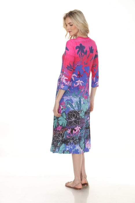 Johnny Was JWLA The Janie Favorite 3/4 Sleeve Mock Neck Midi Dress T30826-2