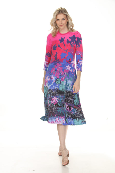 Johnny Was JWLA The Janie Favorite 3/4 Sleeve Mock Neck Midi Dress T30826-2