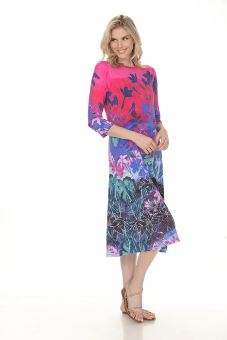 Johnny Was JWLA The Janie Favorite 3/4 Sleeve Mock Neck Midi Dress T30826-2