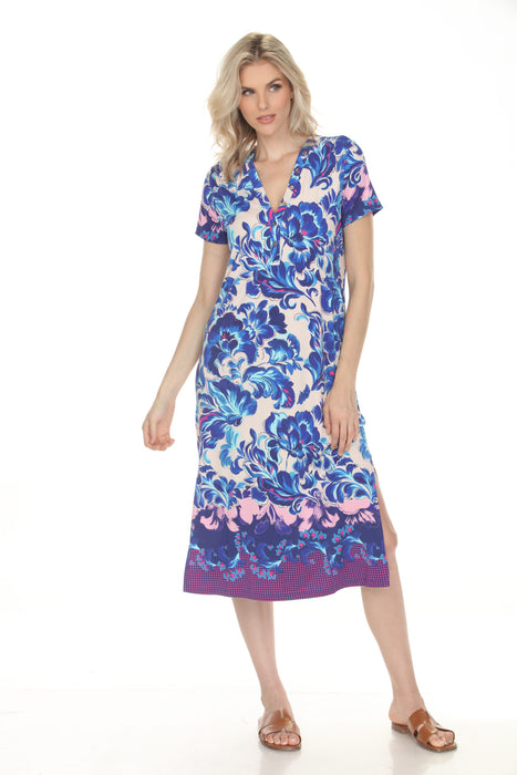 Johnny Was JWLA The Janie Favorite Short Sleeve Button Neck Dress T30726-2