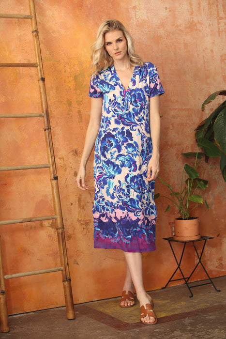 Johnny Was JWLA The Janie Favorite Short Sleeve Button Neck Dress T30726-2