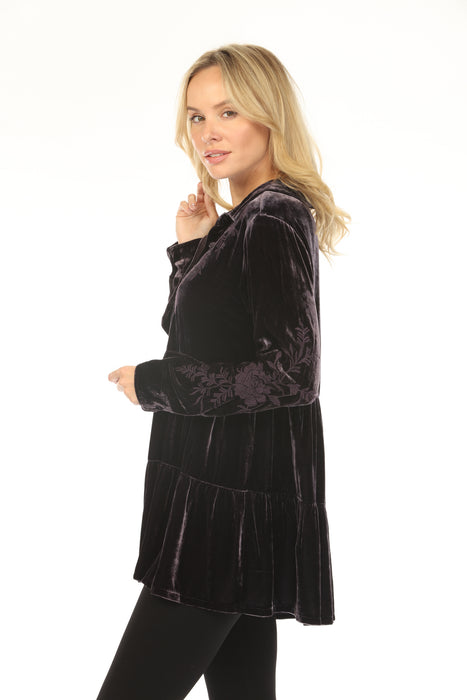 Johnny Was JWLA Velvet Tiered Button-Down Blouse J25250